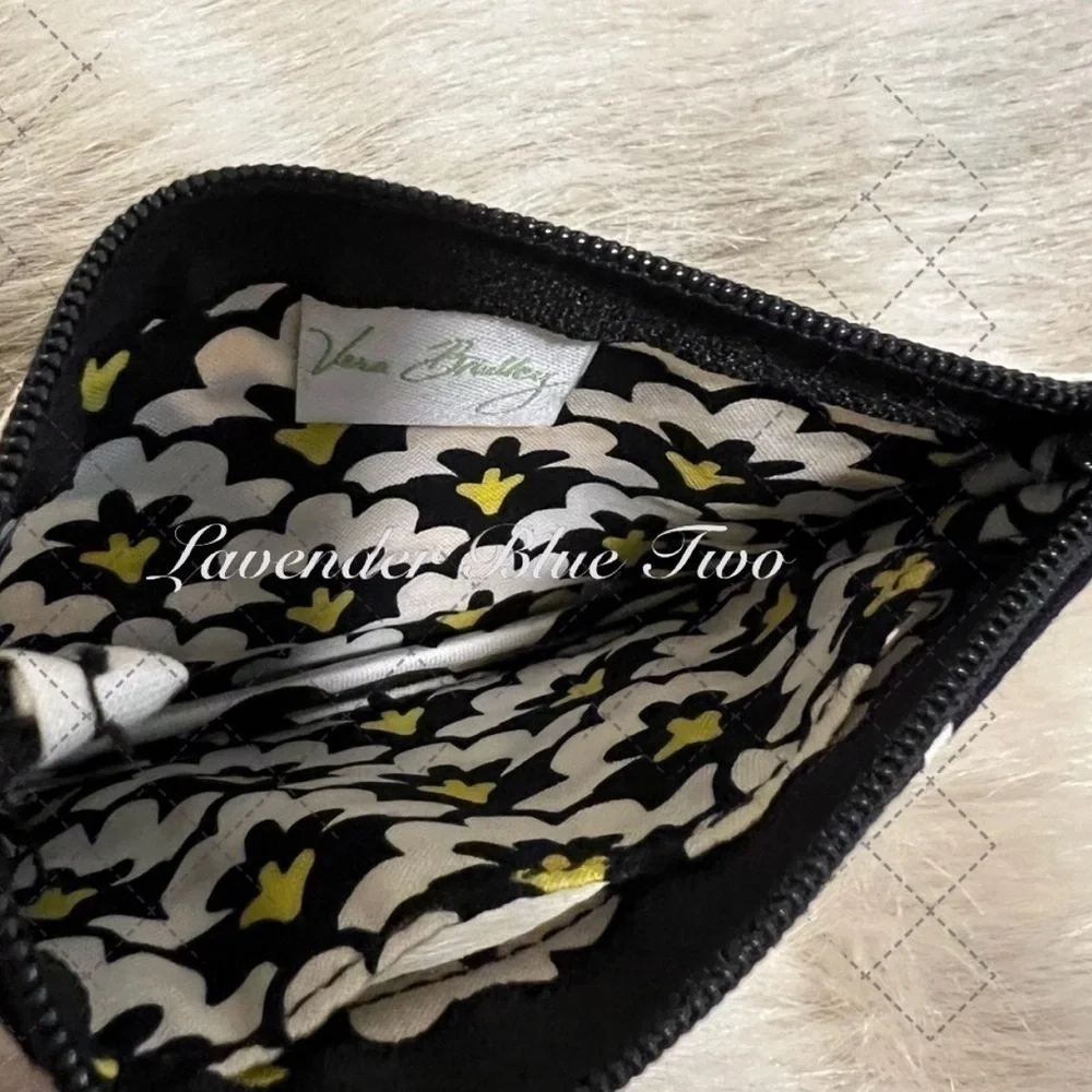 VERA BRADLEY FanFare ID Zip Pouch Keyring Luggage Tag White Black 2014 Silver